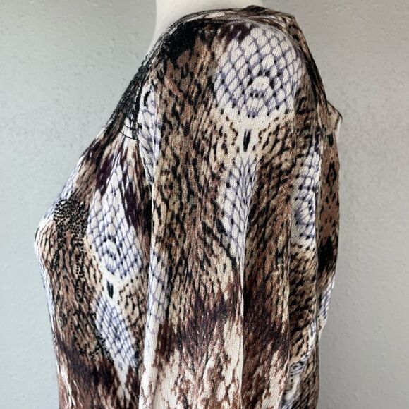NWOT Alberto Makali Snake Skin Print V-Neck Top Size XL - Picture 5 of 7